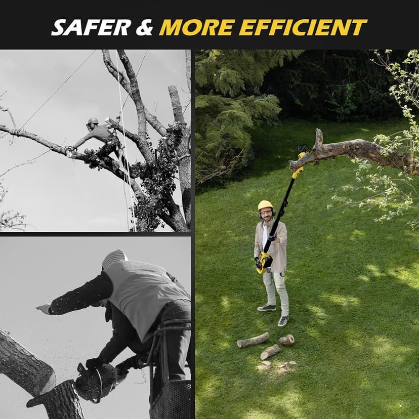 Cordless Pole Saw & Mini Chainsaw 2-IN-1, 21V 3Ah Battery Powered 6 Inch Brushless Electric Rotatable Pole Saw, 15-Foot Max Reach & Multi-Angle for Tree Branches Pruning, Wood Cutting