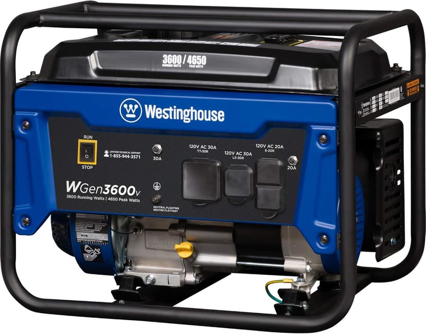 Westinghouse Outdoor Power Equipment 4650 Peak Watt Portable Generator, RV Ready 30A Outlet, Gas Powered