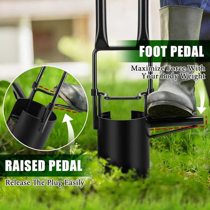 Bulb Planter Tool Long Handle,Upgraded Serrated Base Gardening Bulb Transplanter with Soft Grip,Heavy Duty Double Long Handled Bulb Planter Sod Plugger for Digging Holes to Plant Tulips,Iris,Daffodils