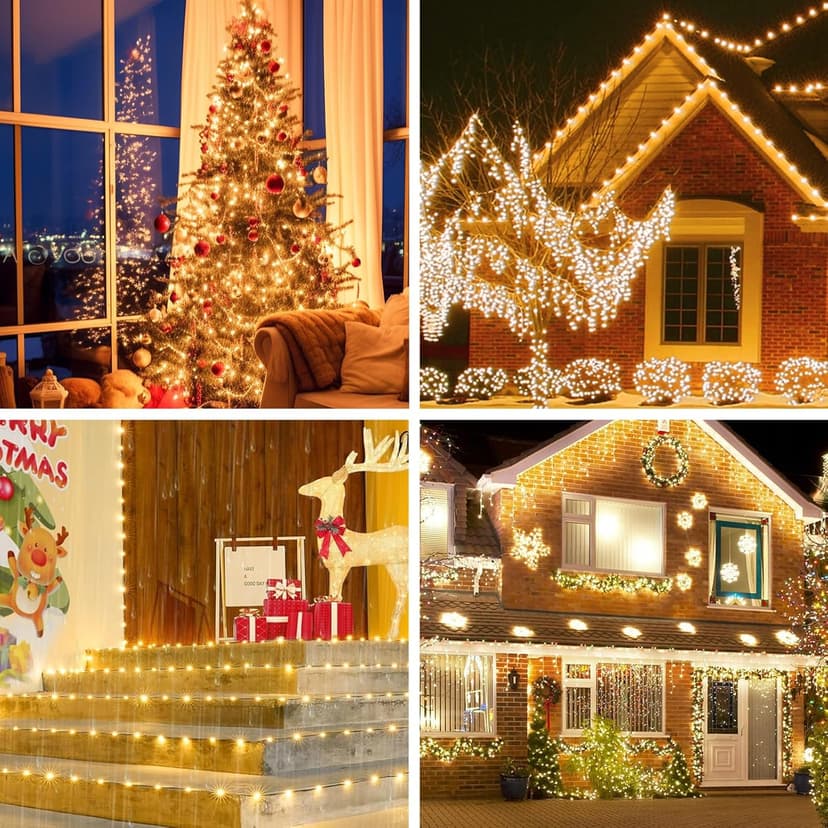Solar Christmas Lights Outdoor, Upgraded 212FT 640LED with Remote,19 Modes Waterproof Solar String Lights for Outside Garden Home Christmas Decorations (Warm White)
