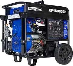 DuroMax XP15000EH Dual Fuel Portable Generator-15000 Watt Gas or Propane Powered Electric Start-Home Back Up & RV Ready, 50 State Approved, Blue and Black