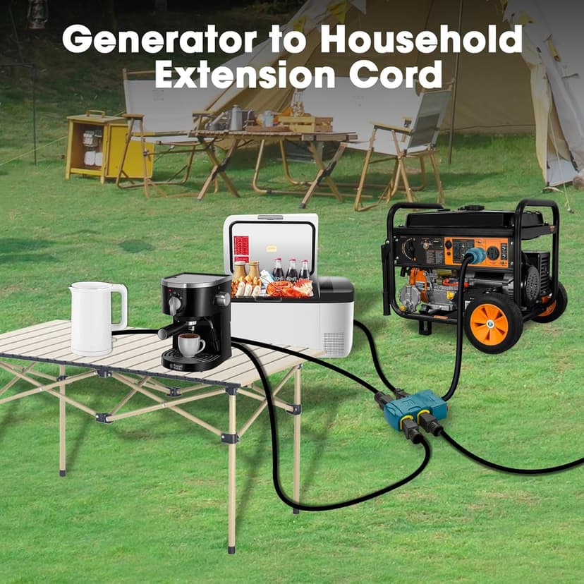 30 Amp to 20 Amp 110V Generator Distritution Cord with Circuit Breaker,NEMA L14-30P/Four 5-15R, 4 Prong 10 Gauge Flexible Generator Power Cord,30Amp 7500 Watts (1.5FT)