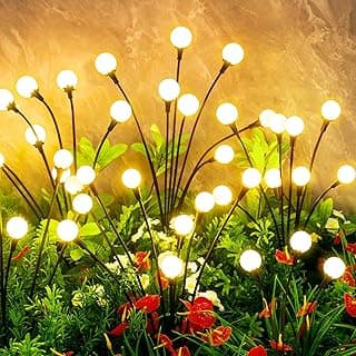 Solar Lights Outdoor Waterproof, 4 Packs 32LED, Solar Garden Lights, Patio Lights, Garden Decor, Patio Decor, Firefly Lights Solar Outdoor, Unique Gifts for Women, Gifts for Grandma