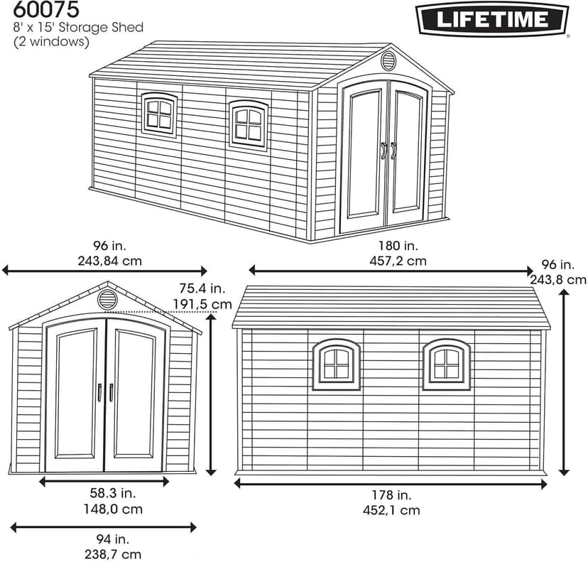 Lifetime 60075 8 x 15 Ft. Outdoor Storage Shed, Desert Sand