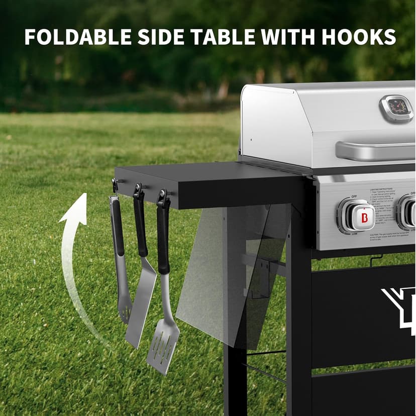 Brand-Man Griddle Grill Combo 6-Burner, 2 in 1 Versatile Propane Gas Grill and Griddle with Double Lids, BBQ Combo for Outdoor Kitchen & Backyard Barbecue Cooking