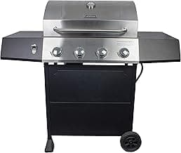Cuisinart 4-Burner Gas Grill, 44,000 BTU Stainless Steel Full Size Propane Grill with Cast Iron Grates, Outdoor Barbecue with Large Cooking Space and Side Tables for Prep