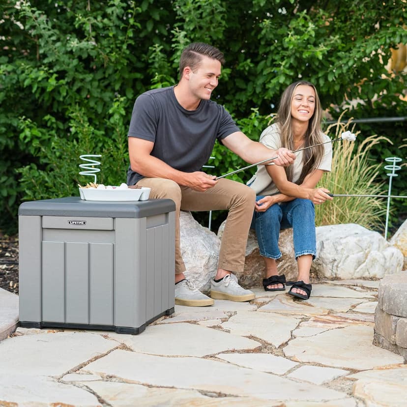 Lifetime Outdoor Storage Cube Deck Box for Patio Furniture Cushions, Toys, Garden Tools, Pool Accessories, 25 Gallon