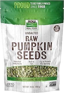 NOW Foods, Pumpkin Seeds, Raw and Unsalted, Essential Fatty Acids, Rich in Iron, Excellent Source of Protein, Certified Non-GMO, 1-Pound (Packaging May Vary)