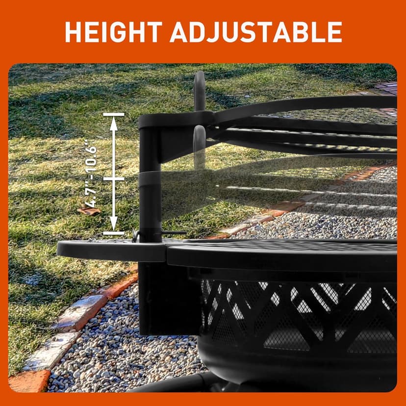 Red Mountain Valley 47" Outdoor Fire Pit with Adjustable Grill,2-in-1 Metal Outdoor Fireplaces, Large Patio Wood Burning Fire Pits for Outside, Ideal for Backyard, Patio, Party