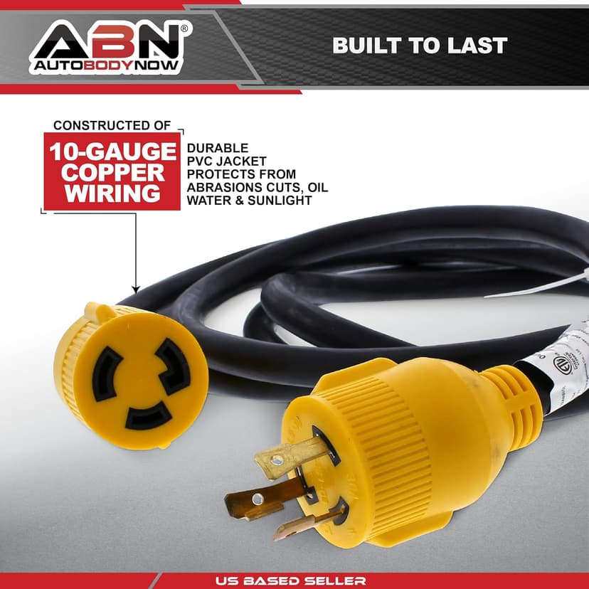 ABN 30 AMP Generator Cord – 10ft Heavy Duty Extension Cord Lock Plug, STW 3 Prong Locking Twist Plug RV Power Cord