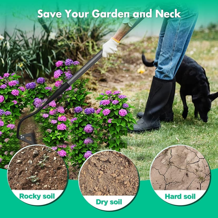 Hardened Hollow Hoe with Long Handle,Heavy Duty Garden Hoes for Weeding Loosening Soil Digging Planting Ridging, Handy Hoe Garden Tool (55")