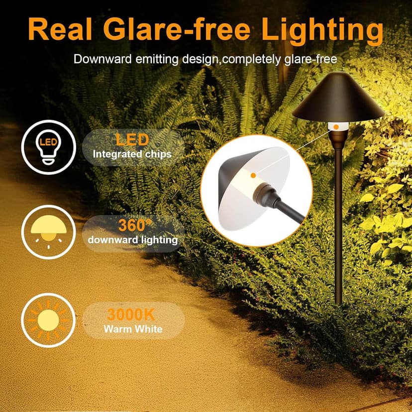 Low Voltage Pathway Lights with Timing Plug, Low Voltage Landscape Lighting, Waterproof Landscape Path Lights Outdoor Garden Lights for Flower Bed Yard Lawn Backyard Walkway Driveway, Set of 4