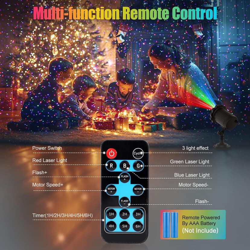 Waterproof Firefly Laser Projector Lights Outdoor,12 Effect Moving RGB Lights Show Laser Projection with RF Remote and Timer for Wedding Christmas Holiday Party Garden Landscape Decor