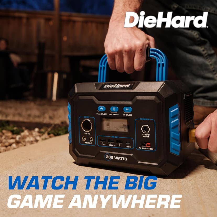 DieHard Portable Power Station 300-Watt (600-Watt Peak) 288.6Wh - Solar Generator (Solar Panel Optional), for Home Backup, Weather Emergencies, Outdoor Recreation, Jobsite and more