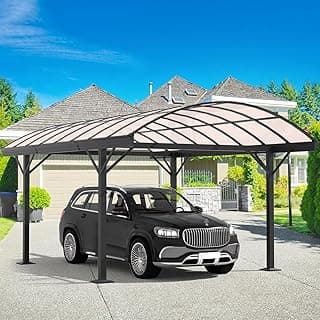 Heavy Duty Metal Carport Kit 10 x 15 ft, Aluminum Carport with UV50+Resistant PC Sunlight Panels,Sturdy Metal Carports for Cars, Boats,Outdoor Storage Shed,Anti Rust Awning,Snow