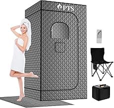 PTS Portable Steam Sauna Box - Thicken Cotton Personal Home Spa Saunas Tent with 3L 110V Steam Generator, 71'' x 36'' x 36'' Full Size Home Sauna Kits for Indoor Use, Gym, Pilates, Hot Tub