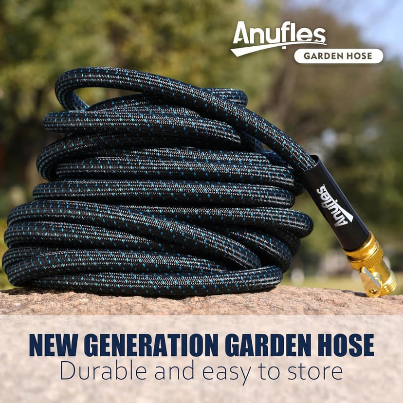 Garden Hose 50FT, Lightweight 3-Layer PVC Flexible Water Hose, No Kink, Leak-Resistant, High-Pressure with Meatl Fittings, Durable for Outdoor, Gardening, Washing Cars, Easy to Store