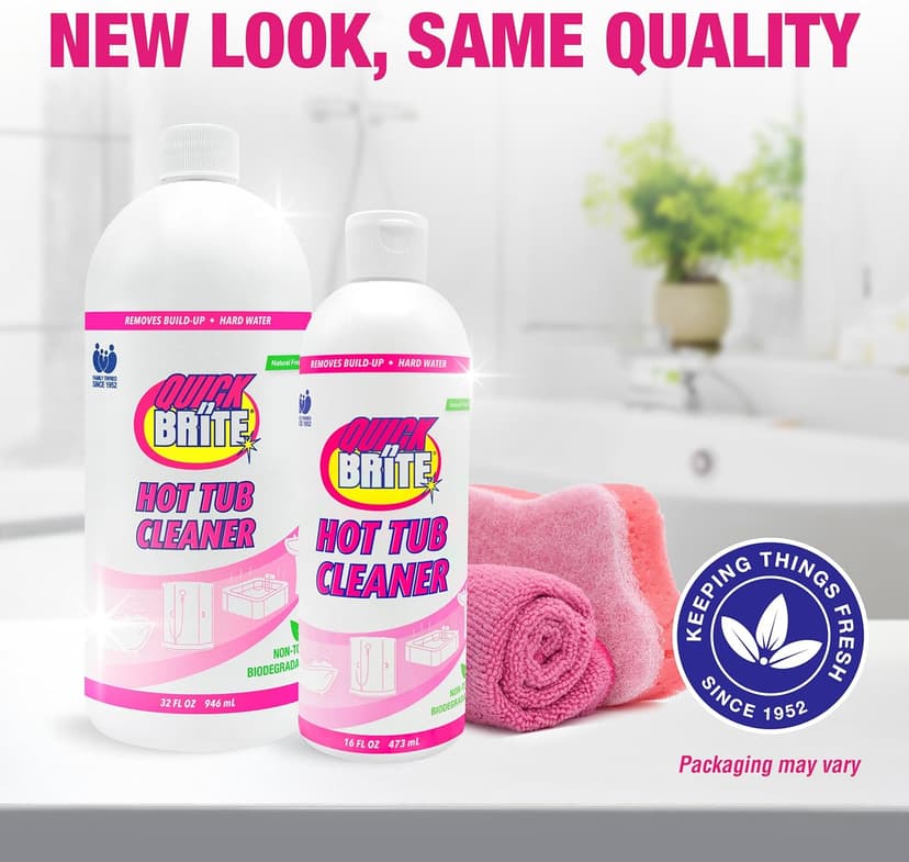 Quick N Brite Heavy Duty Hot Tub Cleaner Kit - Non-abrasive Cleaning Gel with Sponge and Cloth, 16 oz. (Packaging May Vary)