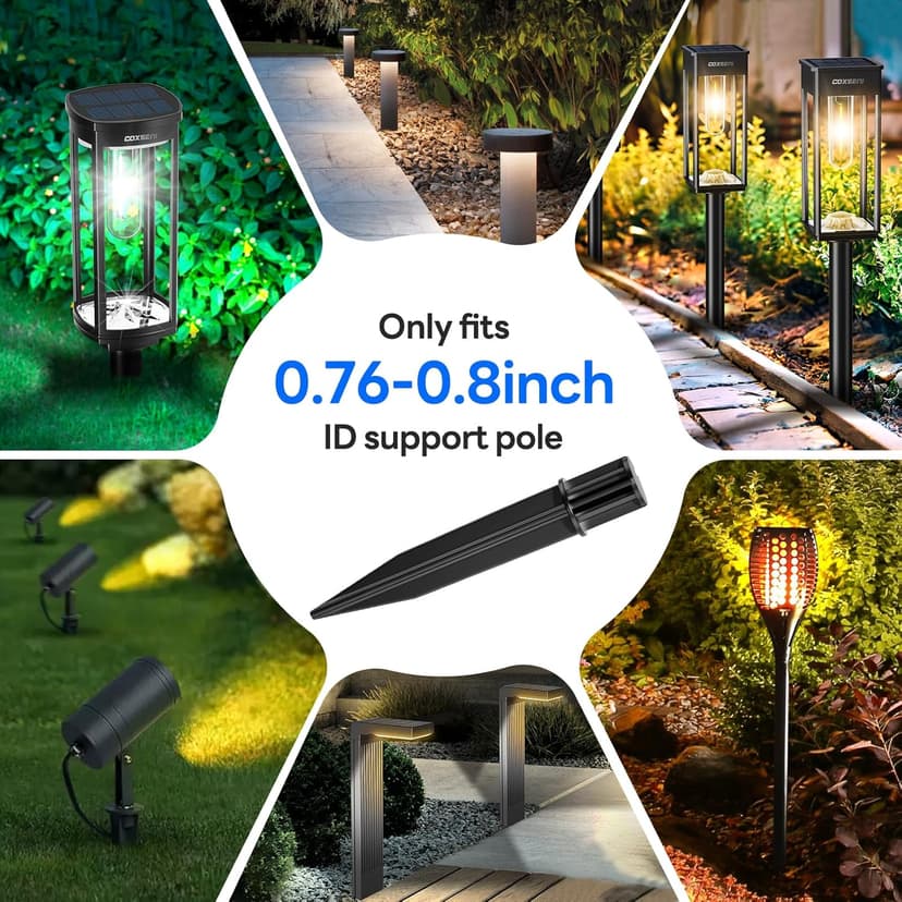 8 Pack Reinforced Ground Stakes, 0.75" x 5.12" Solar Lights Spikes, ABS Plastic Replacement Nails for Pathway Garden Torch Lights