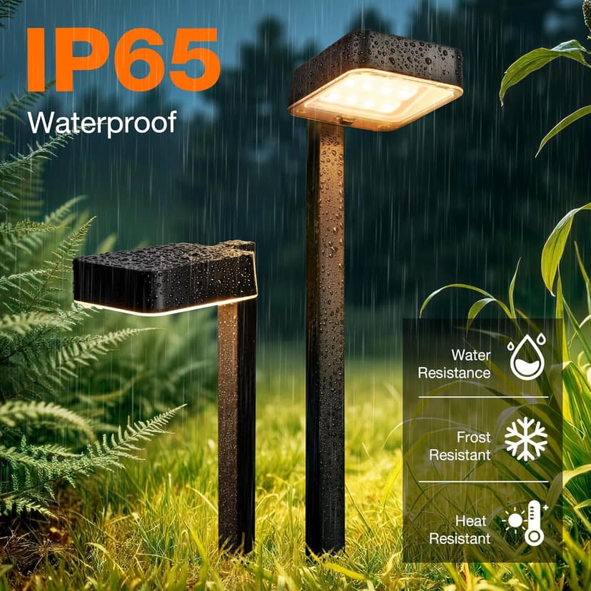 Solar Pathway Lights Outdoor,6 Pack Bright Modern Solar Lights Waterproof with 2 Modes(Cold/Warm White) for Walkway,Yard,Driveway,Garden,Patio