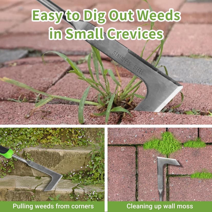 Weed Puller Tool, Manual Hand Weeder Tool, Crack Weeder Crevice Weeding Tool Stainless Steel, Paving Brick Moss Dandelion Removal, 2 Pack Weed Remover Tool for Garden Patio