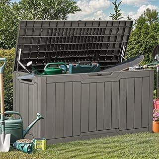 YITAHOME 80 Gallon Resin Deck Box, Weather Resistant Outdoor Storage Box, Lockable Indoor Outdoor Storage for Supplies and Essentials, Taupe