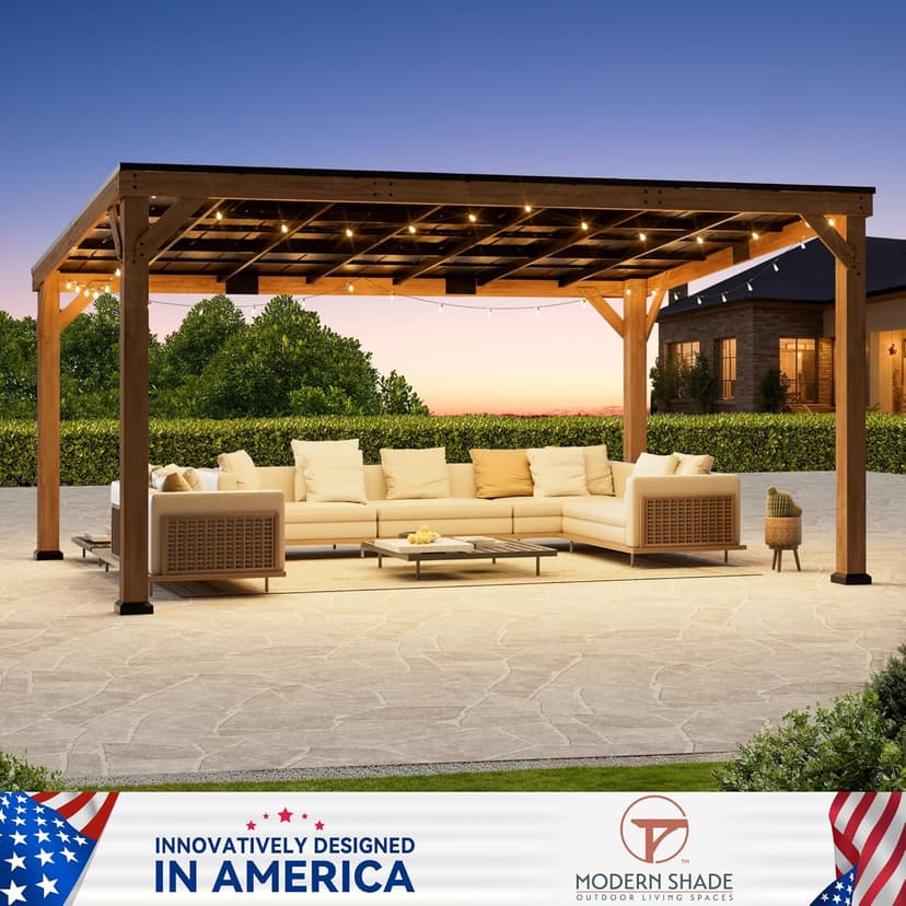 Modern Shade Supreme Cedar Wood Gazebo 12' x 16' with Hardtop Slope Roof, Wooden Grill Gazebo with Durable and Rot-Resistant, Supports Snow Loads and High Wind Speeds, Ideal for Backyard, Deck, Garden