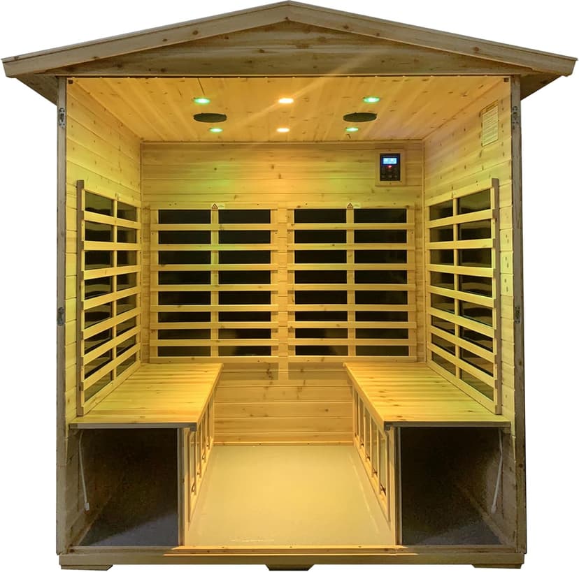 LTCCDSS Garner Outdoor Sauna 4 Person, Far Infrared Sauna, Low EMF Sauna Room for Home, Low EMF Heaters | Chromotherapys | Bluetooth Speakers | Canadian Hemlock | 59.1 * 82.7 * 48.4