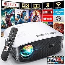 GooDee Smart 4K Projector with 5G WIFI and Bluetooth, Netflix/Amazn Prime Video Certified, Dolby Audio, 800ANSI Outdoor Projector, 400" Zoom Home Theater Projector Compatible with TV Stick,iOS,Android