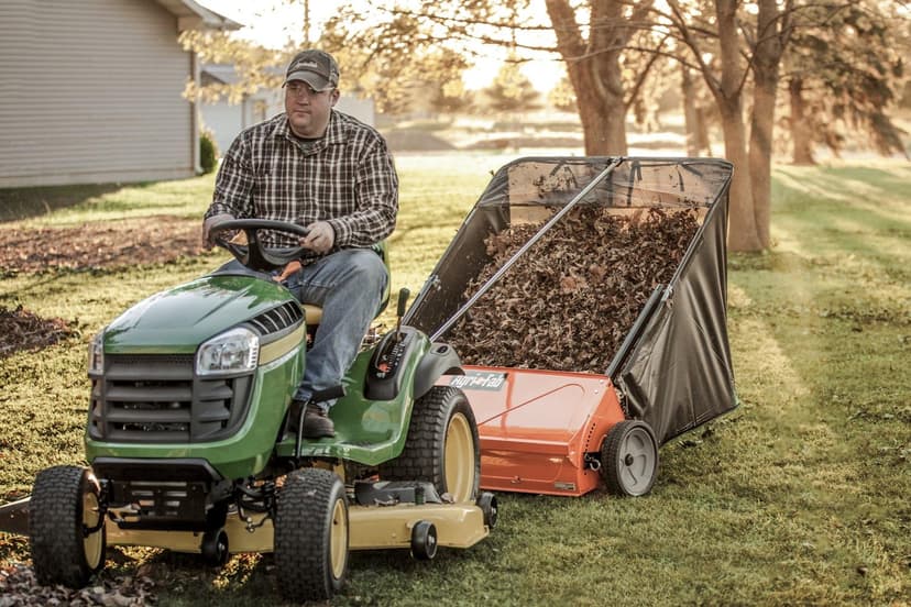 Agri-Fab 45-0492 44" Tow-Behind Lawn Sweeper, 25 cu. ft Hopper Bag Capacity; Leaf & Grass Catcher, with Adjustable Brush Height and Dump From Seat Handle