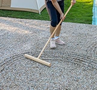 Large Zen Garden Smoother Tool - Outdoor Big T-Shaped Japanese Garden Rake 48" L Handled Rock Sand Gravel Garden Zen Pattern Eraser Tool Meditation Wooden Full Size Zen Rake Accessories Zen Gifts