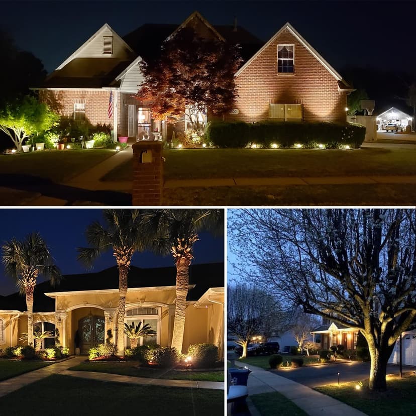 SUNVIE 12W LED Landscape Lights Low Voltage (AC/DC 12V) Waterproof Garden Pathway Lights Super Warm White (900LM) Walls Trees Flags Outdoor Spotlights with Spike Stand (8 Pack)