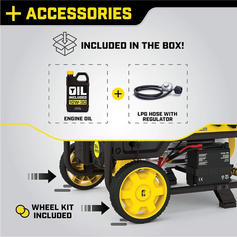 Champion Power Equipment 4750-Watt Dual Fuel Portable Generator with Electric Start, Wheel Kit