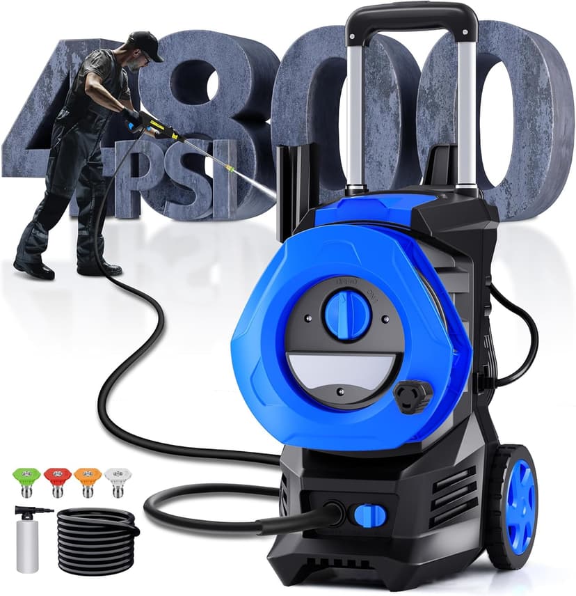 Electric Pressure Washer 4800 PSI 3.5 GPM, 2000W High Pressure Power Washer with 4 Nozzles & Foam Cannon, Portable Cleaner for Car, Driveway, Patio, Fence, Outdoor Cleaning