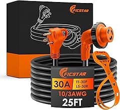 30 Amp RV Extension Cord,25 ft,Heavy Duty Generator Extension Cord with LED Power Indicator,30 AMP Female 90° Twist Lock Adapter with Reverse Polarity Lamp,NEMA TT-30P to L5-30R,120V/125V
