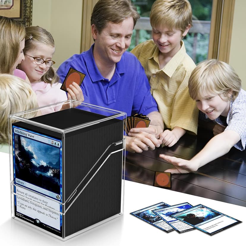 Mlikero Card Deck Cases, 6 Pack Acrylic Commander Deck Box Holding 100+ Sleeved Cards with 6 Dividers, Clear Card Storage Box Fit for MTG, TCG, Sports Cards