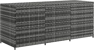 Outsunny 175 Gallon Outdoor Storage Box with Inner Liner, PE Rattan Wicker Deck Box with Pneumatic Bar Lift for Indoor & Outdoor, Patio Furniture Cushions, Pool Supplies, Garden Tools, Mixed Gray