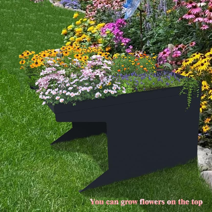 Weatherproof Robotic Lawn Mower Garage with Planter | Heavy-Duty Metal Shelter for Robotic Lawn Mower (27.56x39.37x24.41in) | UV Protection & Drainage System
