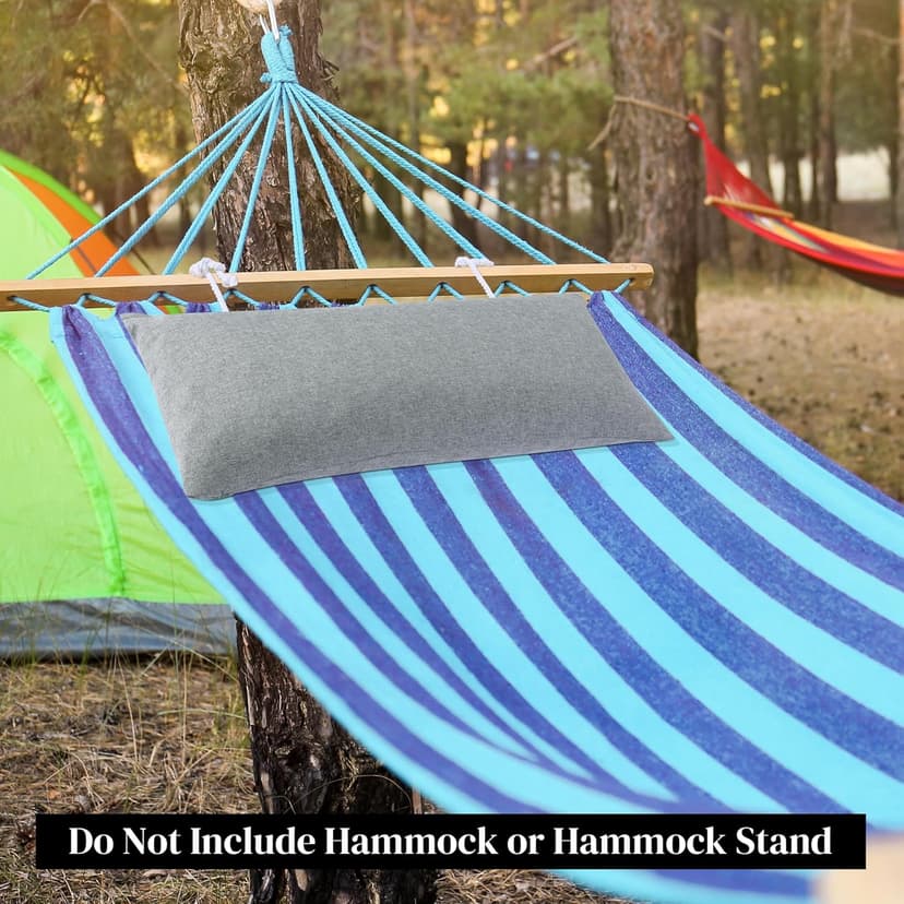 HOMBYS 32" x 14" Shredded Memory Foam Hammock Pillow for Outdoor, Waterproof and Weatherproof Pillow with Durable Ties (Gray)