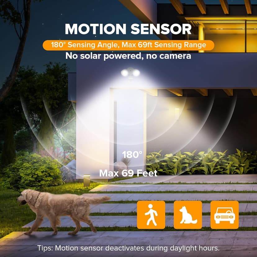 LUTEC 32W 2500 Lumen LED Security Lights Motion Sensor Light Outdoor, 5000K Daylight, IP65 Waterproof, Dusk to Dawn, Motion Detector Flood Light for Garage, Yard, Porch-White