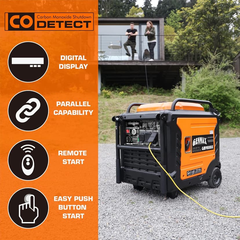 GENMAX Generator，EPA Compliant, Eco-Mode Feature, Ultra Lightweight for Backup Home Use & Camping
