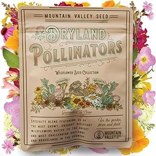 Wildflower Seeds Bulk, 2 Oz. 80,000+ Seeds, Drought-Tolerant Wildflower Mix, 20 Varieties of Drought-Tolerant Wildflower Seeds, Drought-Resistant Wildflower Seeds, Dryland Pollinators Flowers Seeds
