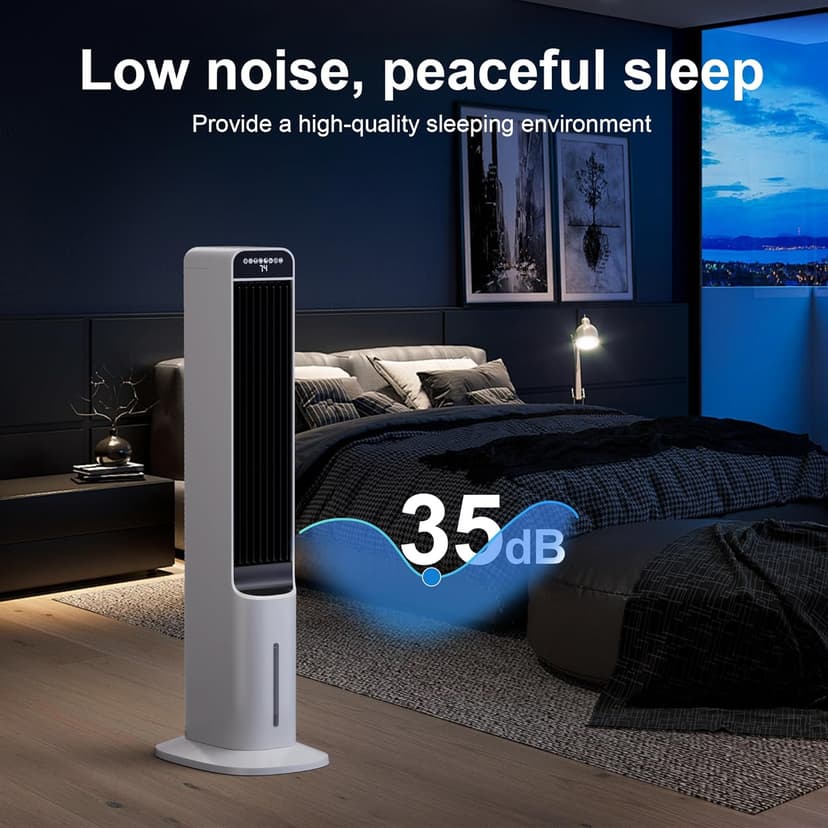 MEPTY 41" Swamp Cooler, 3 in 1 Evaporative Air Cooler with Remote, Portable Cooling Fans that Blow Cold Air with 3 Speeds, 4 Modes, Tower Fan 120° Oscillation Air Conditioner for Bedroom Home Office