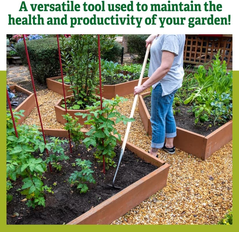 Gardener's Supply Company Supply Lifetime Half-Moon Hoe, Heavy Duty Forged Steel with Ergonomic Hardwood Handle, Gardening Hand Tool for Weeding and Loosening Soil