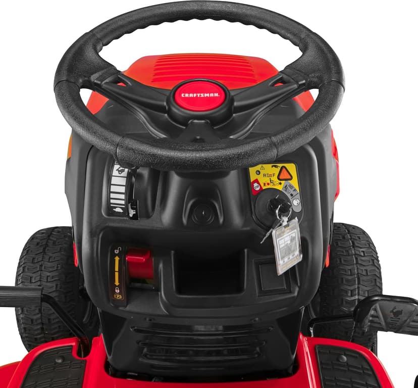 CRAFTSMAN 46" Automatic Gas Riding Lawn Mower with 18.5 HP* Briggs and Stratton Single-Cylinder Engine, Gas Lawn Tractor with Foot Pedal Control, Red/Black