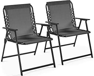 Yaheetech Patio Dining Chairs Set of 2 with Armrests and Backrests, Outdoor Texteline Folding Chairs All Weather for Garden, Lawn, Porch and Backyard, Dark Gray
