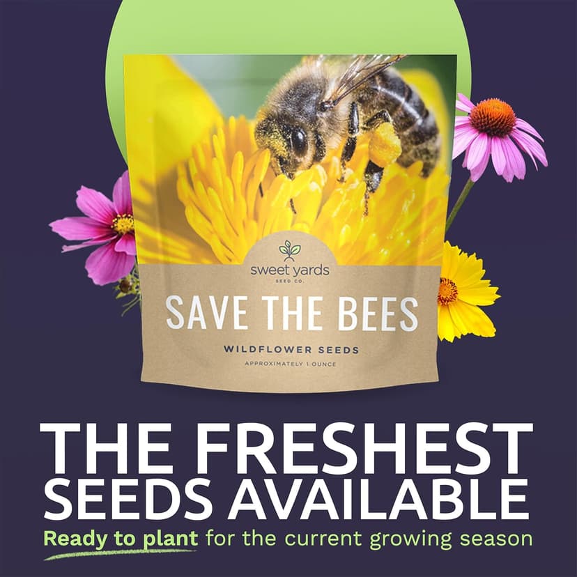 Bee Friendly Wildflower Seed Mix - Bulk 1 Ounce Packet - Over 7,500 Open Pollinated Seeds - Save The Bees!