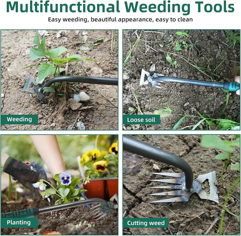 Weed Puller Tool, Gardening Hand Weeder Tool, 5 Teeth Manganese Steel Forged Hand Pulling Weeder, New Weeding Artifact Uprooting Weeding Tool for Vegetable Gardening Backyard Farm Planting & Weeding