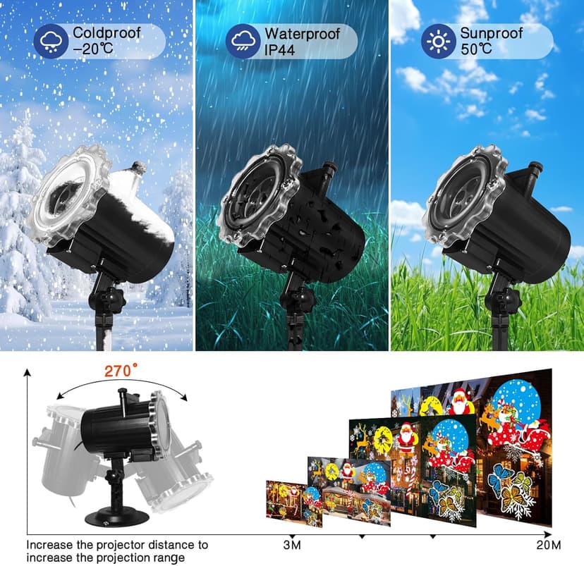 Holiday Projector Lights Outdoor,MOSSNDAR 64 HD Patterns Decorative Projector with RF Remote,Waterproof Landscape Lamp Projector for Garden Patio Independence Day Birthday Party Festival Decoration