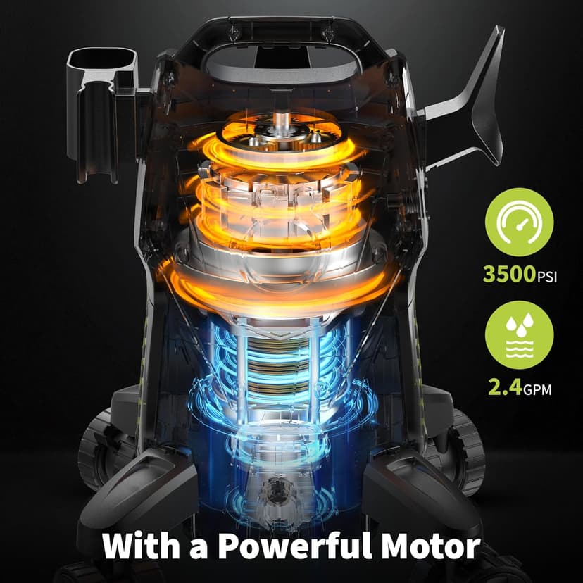 Electric Pressure Washer, 3500 PSI 2.4 GPM Power Washer with Anti-Tipping Technology, 4 Quick Connect Nozzles, Foam Cannon, Stainless Steel Lance, High Pressure Washer for Cars/Fences/Driveways/Patios